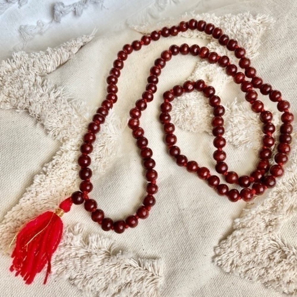 ROSEWOOD Mala Bead Necklace 📿- NEW from India #1